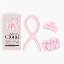 SILVER CLOUD Silver Cloud Satin Heatless Curler Set Infused with Silver Ions – Effortless Curls, No Heat Required (Pink, Medium)