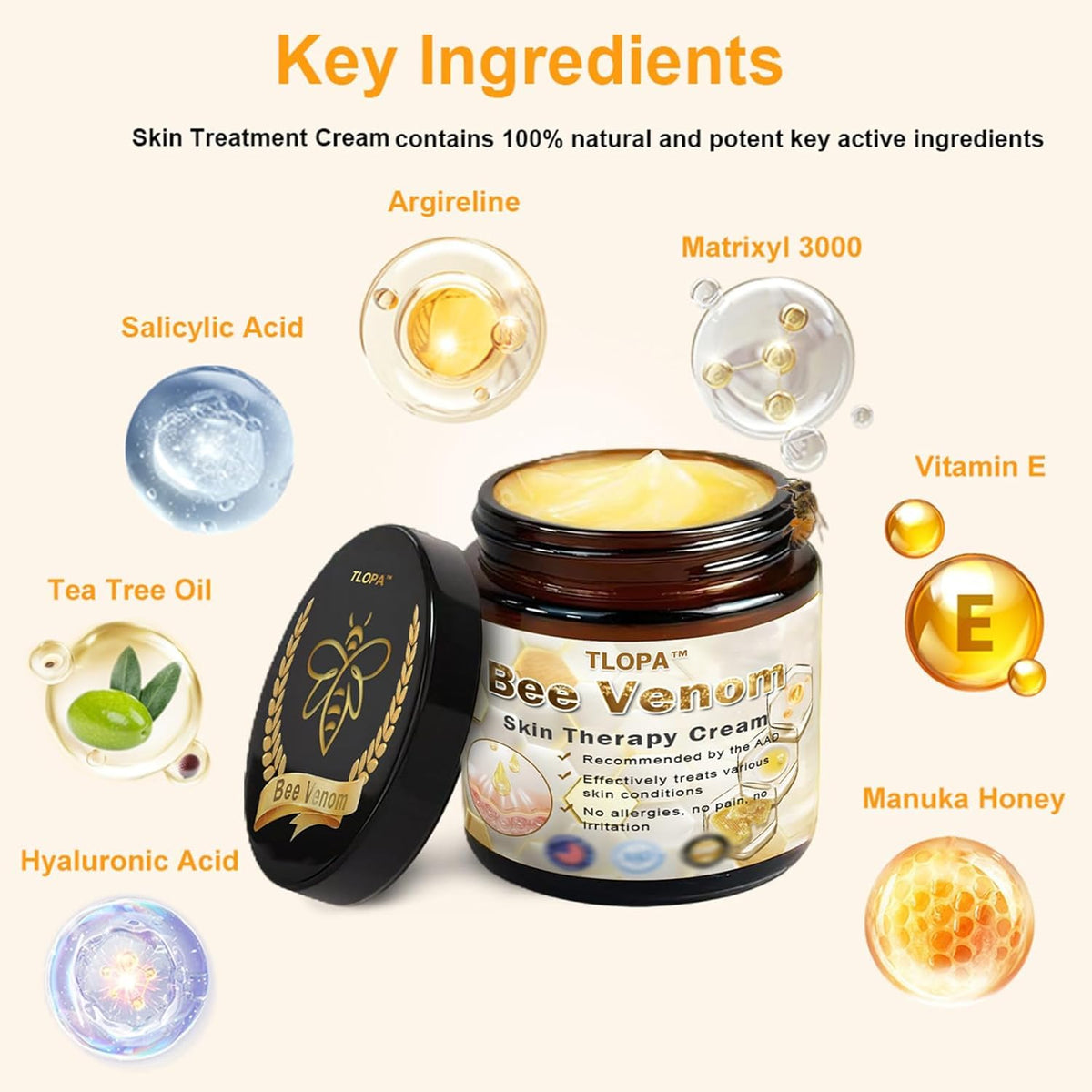 YXtecd Powerful All-Body Skin Cream, Bee Venom Skin Cream,Bee Venom Cream,for All Skin Types