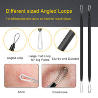 Boxoyx Pimple Popper Tool Kit - 10Pcs Blackhead Remover Comedone Extractor Tool Kit with Metal Case for Quick and Easy Removal of Pimples, Blackheads, Zit Removing, Forehead, Facial and Nose(Black)