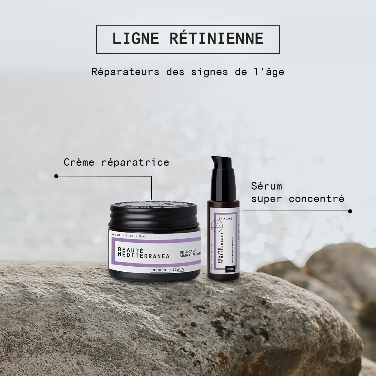 Beauté Mediterranea Super Concentrated Serum with Natural Retinal - 30 ml - with Bakuchiol and Vitamin D Booster - Optimal Tolerance - 100% Vegan - Super Advanced Recovery Serum