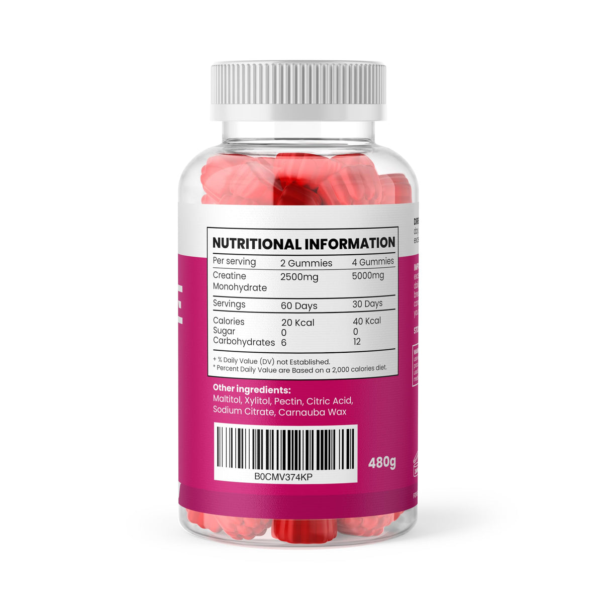 Temple Nutrition NEW Creatine Monohydrate Gummies 5000mg for Men & Women - 120 Chewable Creatine Gummies (1 Months Supply) - Strawberry Flavoured Creatine, Pre Workout Gym Supplement, Suitable for Vegans
