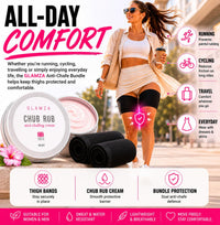 Glamza Chamois Cream GLAMZA ‘Chub Rub’ Anti Chafing Cream & Pair of Thigh Bands for Men & Women - Prevents Chaffing for Cyclists, Runners and More 50ml (Size E (62-70cm))