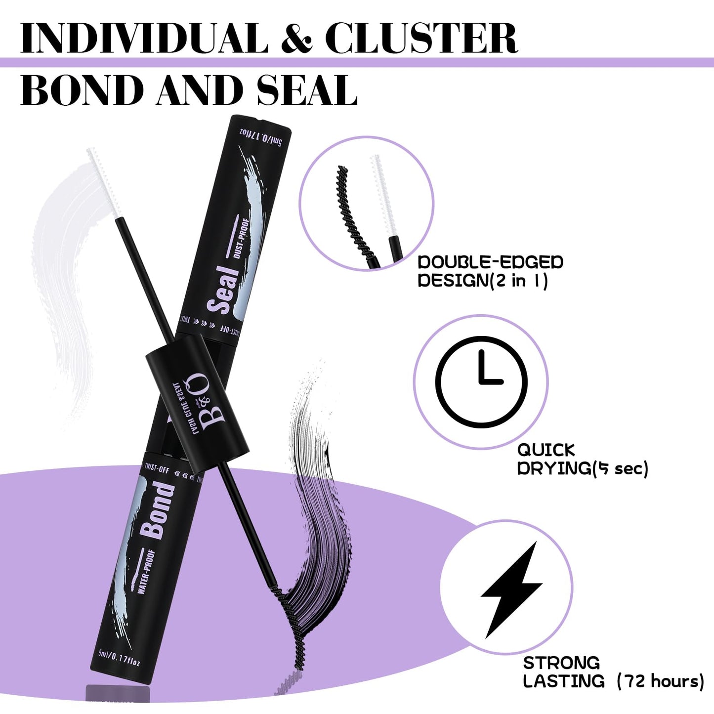 B&Qaugen B&Q 40D Cluster Lashes Kit D Curl Eyelashes Individual Kit 9-16mmMix Lashes