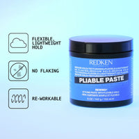 REDKEN Pliable Paste, Texturising Hair Paste for Flexible, All-Day Re-Workability, Medium Hold, 150 ml