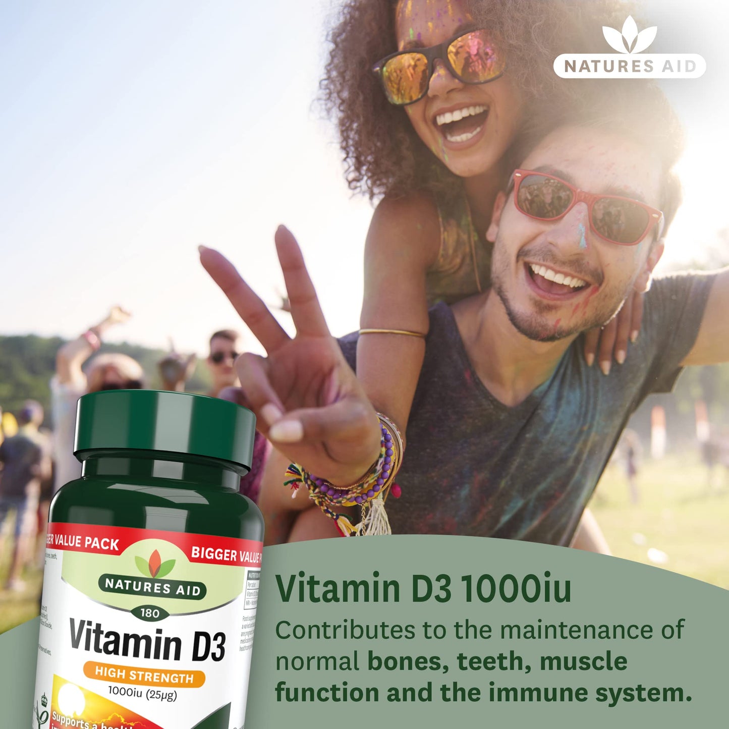 Natures Aid Vitamin D3 1000iu, 180 Tablets