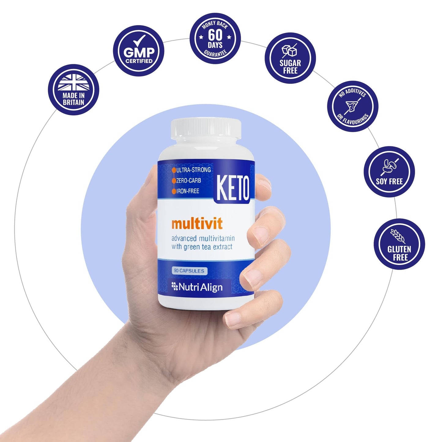 Nutri-Align Multivit | 90 Multi Vitamin Capsules for Keto | 20 Essential Vitamins and Minerals with Green Tea Extract and Chromium | Low Carb Keto Support Vitamins | Sugar Free and Zero Carb