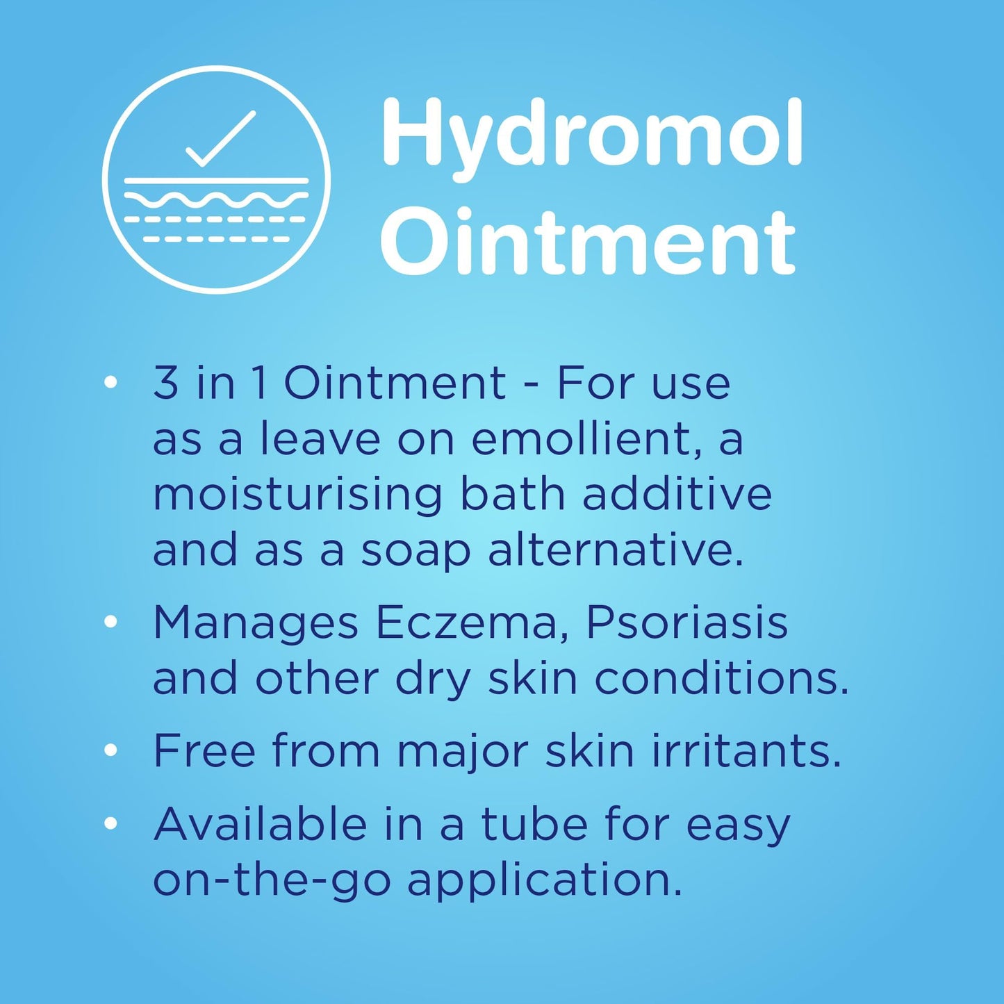 Hydromol Ointment, 125 g, For the Management of Dermatitis, Eczema, Psoriasis and other Dry Skin Conditions