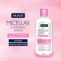 NUAGÉ Nuage Micellar Cleansing Water with Aloe Vera, Vitamin E & Chamomile Flower Extract | 3-in-1 - Gently Removes Makeup, Cleanses, Soothes & Hydrates Skin | Suitable for Face, Eyes and Lips (200ml)
