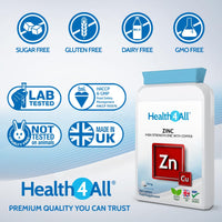 Health4All Zinc 50mg per Tablet, 180 Tablets 6 Months Supply, Zinc with Copper, High Strength Zinc Supplements for Immune Support, Skin, Hair & Nail- Immunity Supplements for Men & Women