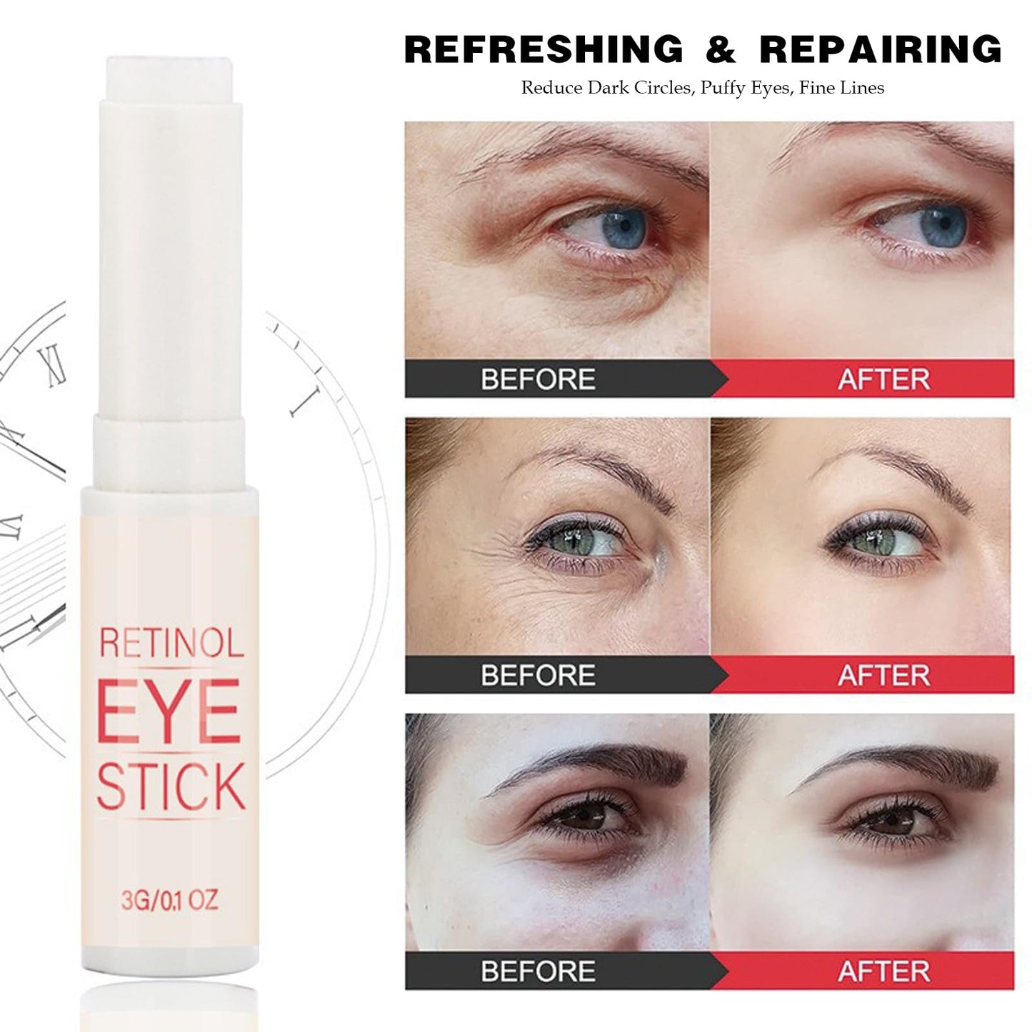 LUMKMAS Retinol Eye Stick, Retinol Serum Eye Cream Stick for Dark Circles, Puffy Eyes, Reducing Fine Lines, Anti-Aging Eye Brightener, Moisturizing & Refreshing Under Eye Cream for Women