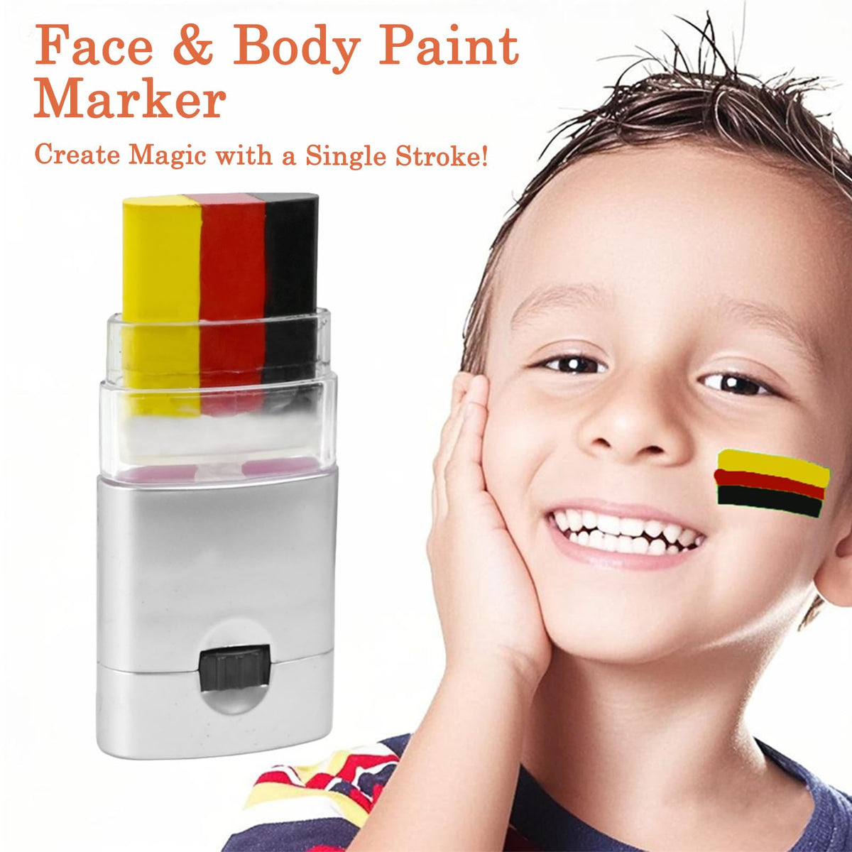 NoraGlaze 3 Color Flag Face Paint Stick – Waterproof Sweatproof Patriotic Crayons – Twist-Up Face Painting Stick for Football Fans National Events Easy Apply Skin Safe Long Lasting Colors