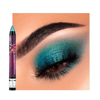 LYNTYAOU Peacock Green Pearl Shimmer Eyeshadow Stick, Blue Color Cream Eye Shadow, Metallic Glitter Eyeshadows, Pearlescent Highlight Pencil Crayon Brightener Pen, Smooth High Pigmented Eyeliner
