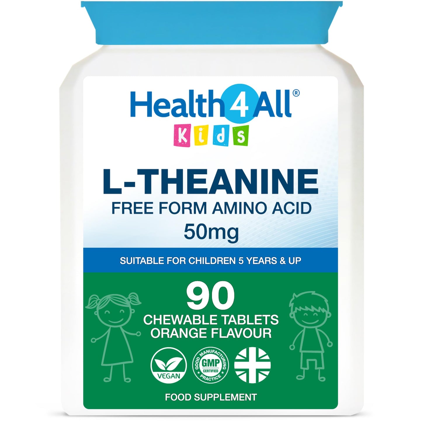 Health4All Kids L-Theanine 50mg 90 Chewable Tablets 3 Months Supply