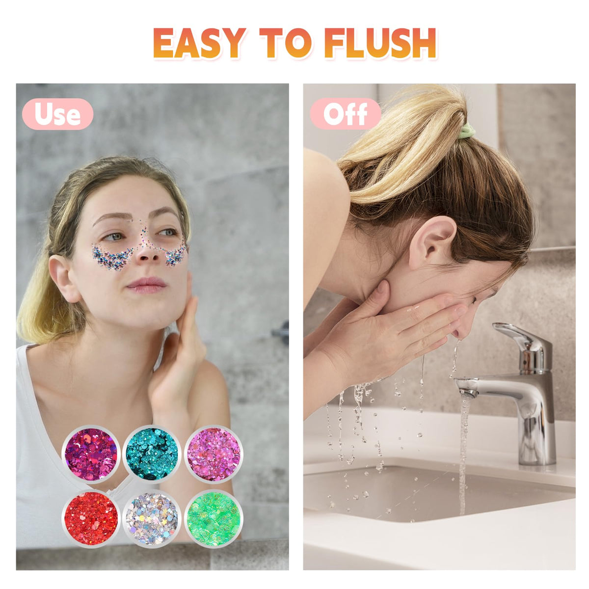 NVGVUP Body Glitter Gel with Gem Stickers Beauty Set, 6 Colours Face Glitter Makeup & 3 PCS Festival Face Gems Stick On, Face Gems Rhinestone for Makeup, Nail