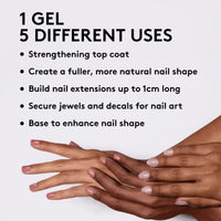 MYLEE Mylee 5 in 1 Builder Base Strengthening Gel 15ml, UV/LED Nail Polish Coat for Hard Strong Nails Tips & Extensions, For Nail Art Decoration, Decals & Jewels, Professional Manicure Repair (French Rose)
