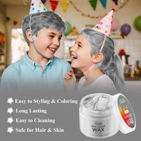 Hair Color Wax, Magic Master Keratin Temporary Hair Dye Wax Mud Hairstyle Cream Washable Instant Coloring Clay for Men and Women Party, Festival, Cosplay & Halloween(Grey)