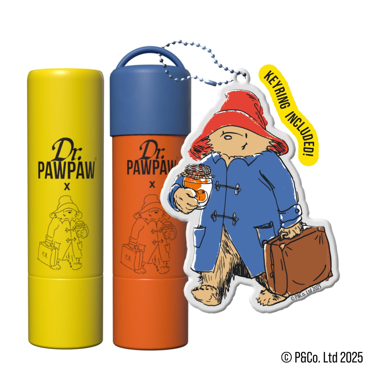 Dr. PAWPAW ORIGINAL BALM Dr.PAWPAW x Paddington™ Original & Orange Marmalade Lip Balm Duo (2 x 4g), With Paddington Keyring, Hydrating Lip Balms Set with Keyring, Nourishing, Soothing Makeup, Vegan Lip Care