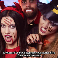 AUXHCYL Halloween Tattoos(9 Sheets),Scar Tattoos Stickers with Fake Scab Blood,Zombie Makeup Halloween Face Stickers,Temporary Tattoos For Men Women