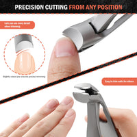 BEZOX Ergonomic Angled Head Precision Toenail Clipper for Senior Thick Nails - Large Finger Nail Clippers Adult with Metal Nail File for Men and Women