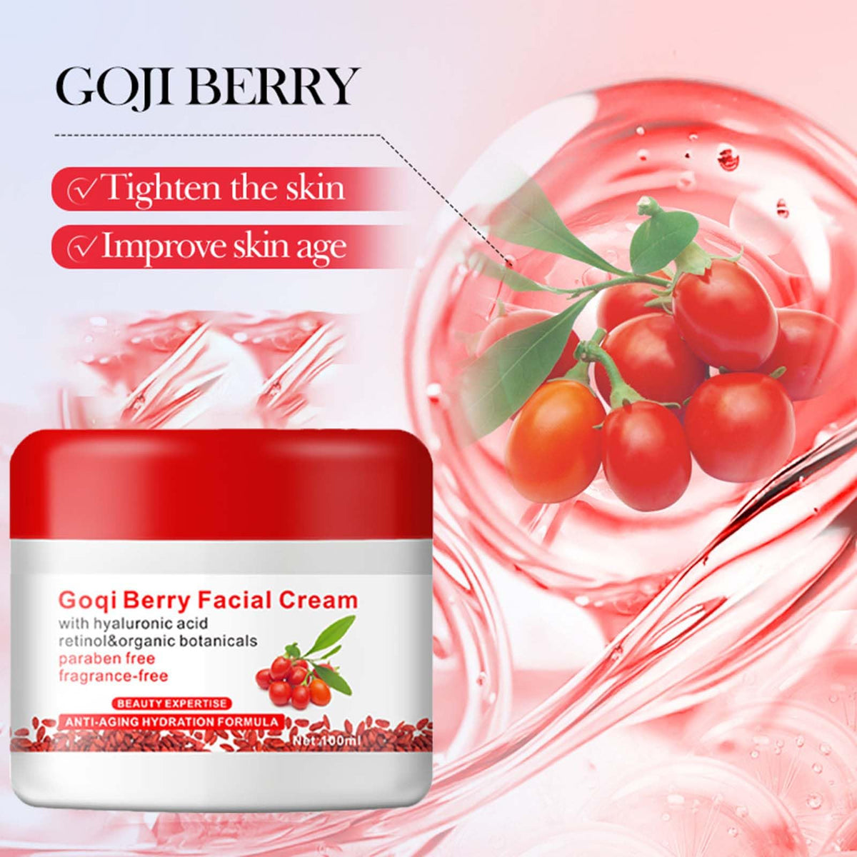 Beauthink Go-Ji Berry Face Cream – Moisturizer Deeply Hydrating & Revitalizing Facial Cream with Goji Berry Essence for Youthful, Glowing Skin, Skin Tightening. Rich, Nourishing Formula