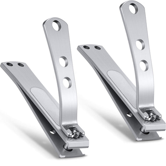 Mudder 2 Pieces Nail Clipper for Thick Nails, Straight Edge Toenail Clippers, Stainless Steel Nail Cutters, Heavy Duty Large Wide Mouth Fingernail and Toenail Clippers for Men Women