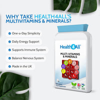 Health4All Multivitamins & Minerals One a Day 360 Easy to Swallow Tablets, 100% RDA