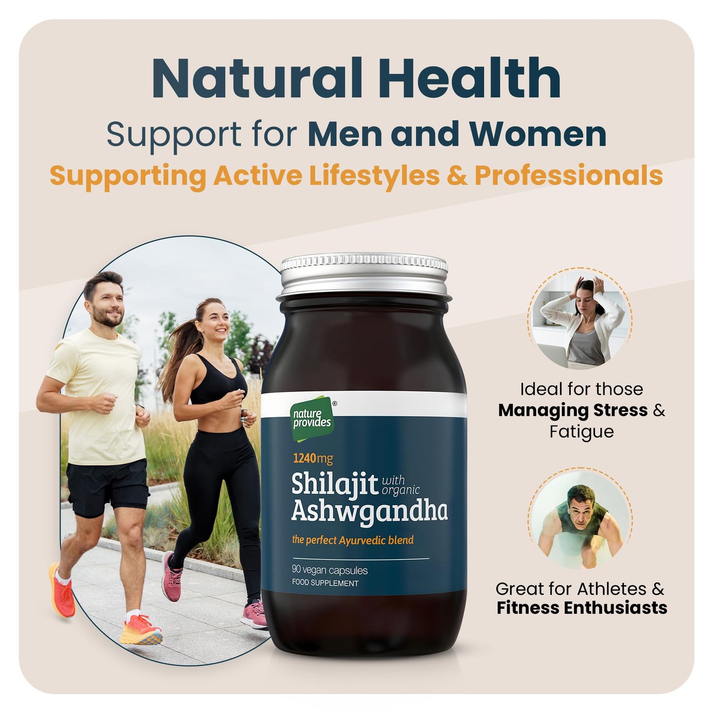 Ayurvedic Shilajit 1000mg & Organic Ashwagandha - 90 High Strength Caps, Fulvic Acid, Mineral Rich Supplement, Stress & Energy Support, Adaptogen, Vegan, GMO-Free, Made in UK by Nature Provides