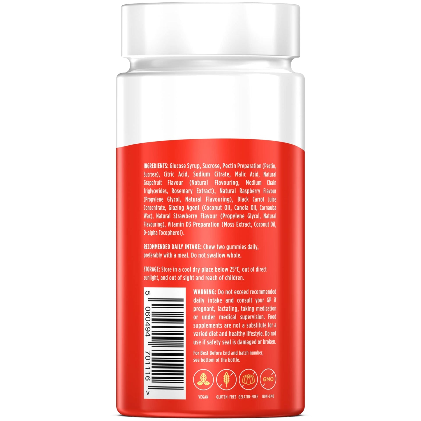 Wellgard High Strength Vitamin D3 Gummies 3000 IU - 60 Vegan Vitamin D Gummies Adults, Chewable Vitamin D, Mixed Berry Flavour