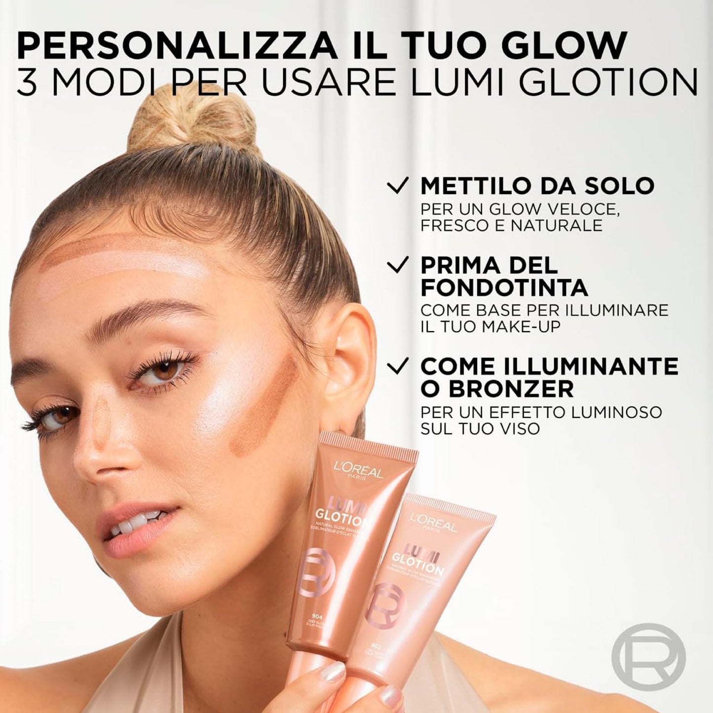 L'Oreal Paris L'Oréal Paris Lumi Glotion Illuminating Liquid Illuminate and Sculpt - Beauty Routine Hydrate Face and Body Shades 902 Light Glow + 904 Deep Glow - 2 x 40ml bottles