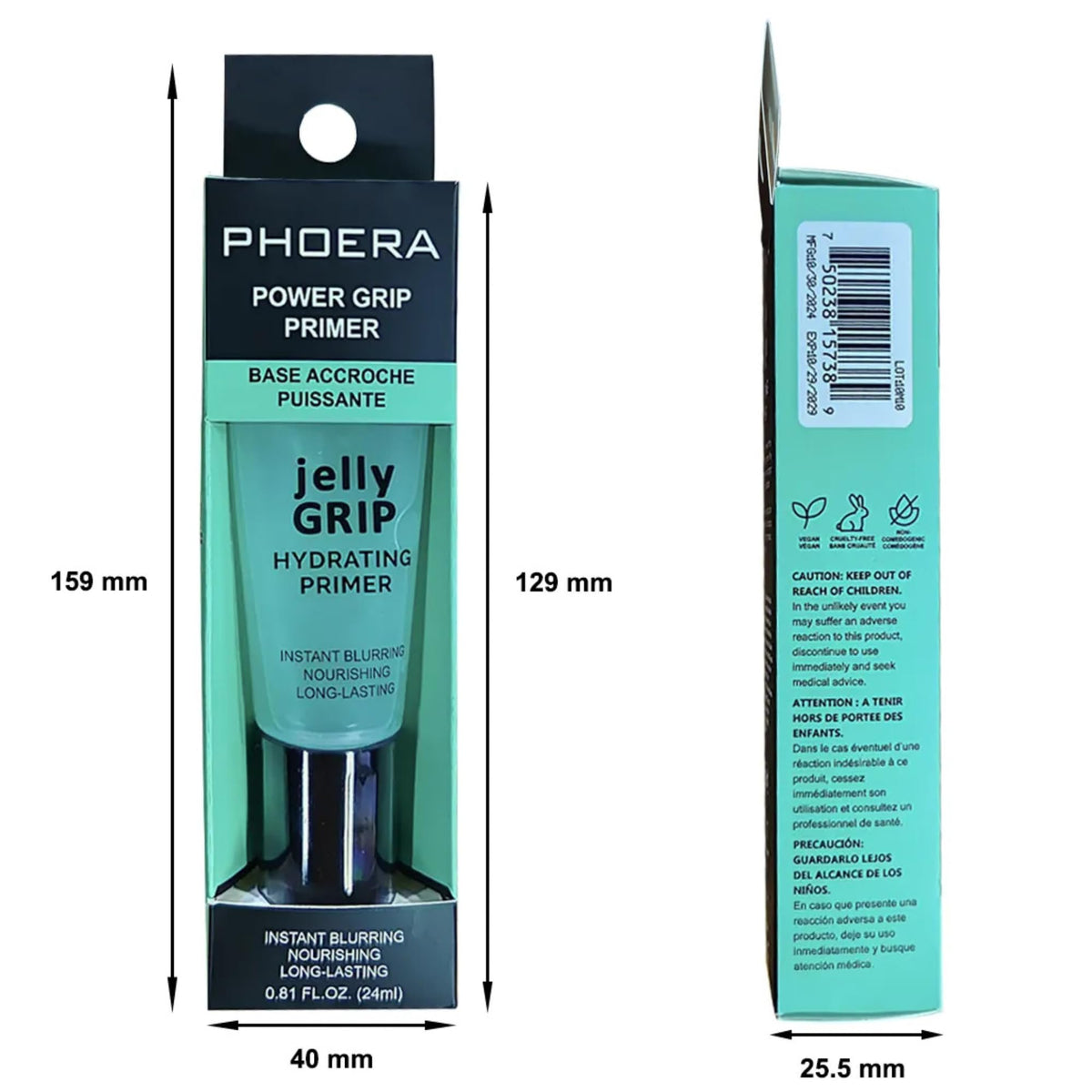 Noble Gifts Power Grip Primer, Sticky Gel Based & Hydrating Face Primer for Smoothing Skin & Gripping Makeup, Moisturises and Primes, Brightens and Evens Skin Tone, Clear for all Skin Tones, 24ml (Green, 24ml)