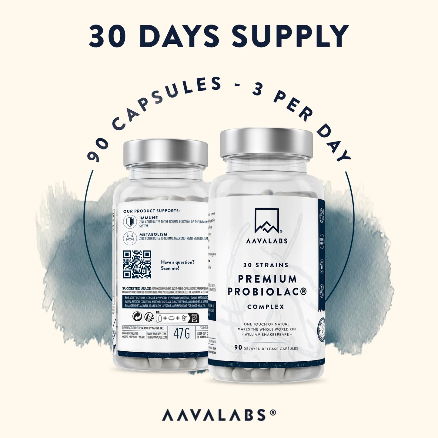 Bio Cultures Complex [ 120 Billion CFU ] 30x Bacterial Strains incl. Lactobacillus Acidophilus & Bifidobacterium per Serving - 90 Capsules - 3rd Party Tested