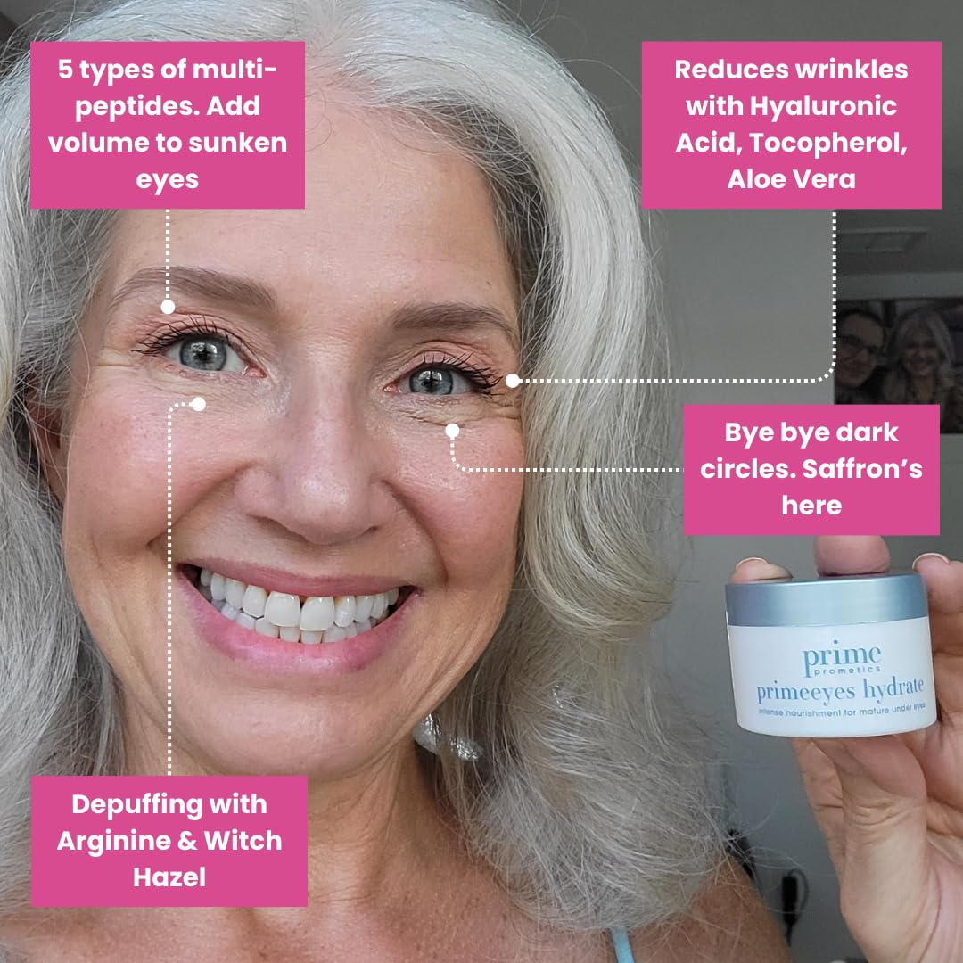 PRIME PROMETICS Prime Prometics PrimeEyes Hydrate Under Eye Cream for Mature Women – Hydrating Eye Cream for Dark Circles and Wrinkle Repair – Soft, Glowing & Healthy Under Eyes