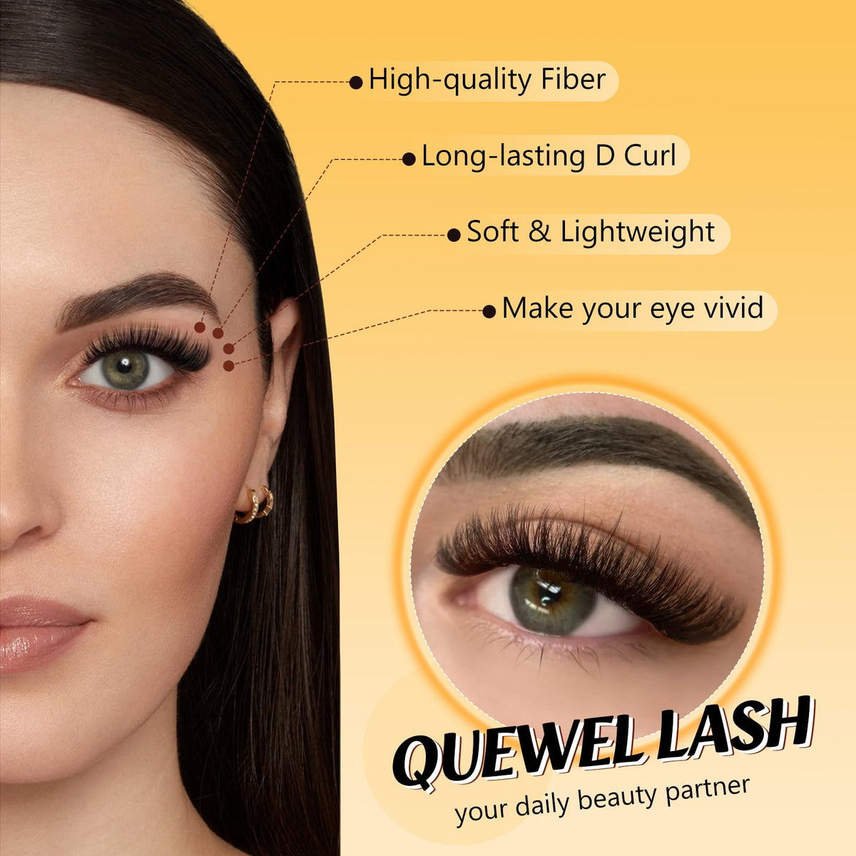 QUEWEL Individual Eyelashes 30D+40D+50D Clusters Lashes 280Pcs Lash Clusters Russian D Curl Individual Lashes(DJ-30D+40D+50D)