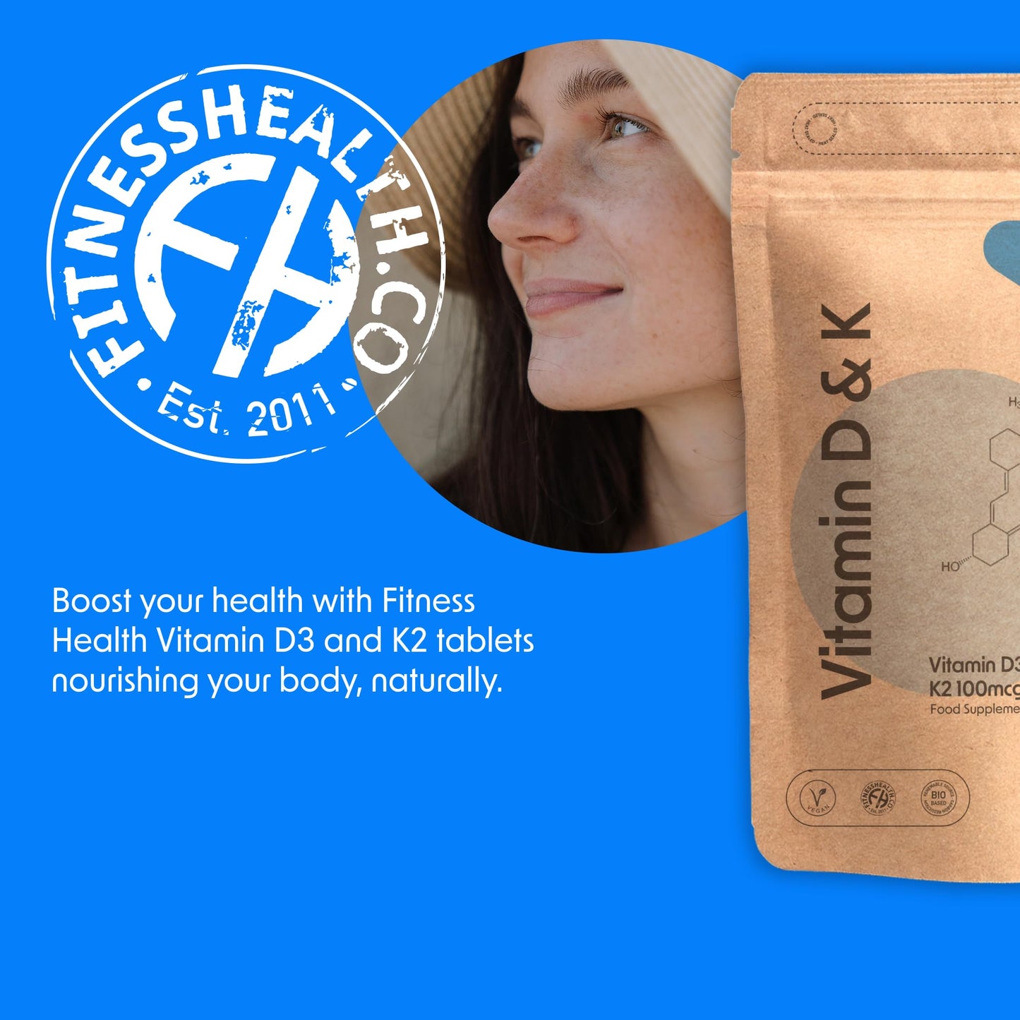 Fitness Health Fitness health Vitamin D3 and K2 120 Tablets - Max Strength D-3 Cholecalciferol & K-2 MK7 to Support Healthy Bones, Teeth - Easy to Swallow Vitamin D & K Complex - Non-GMO, Gluten Free