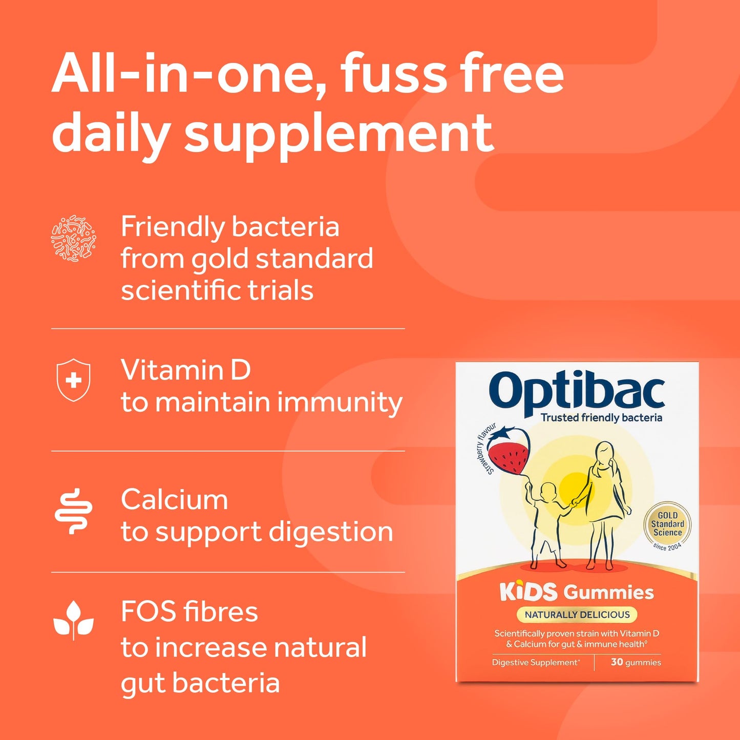 Optibac Probiotics Kids Probiotic Gummies - Vitamin D & Calcium for Immune Support & Gut Health - Most Trusted By Parents - 60 Vegan Gummies
