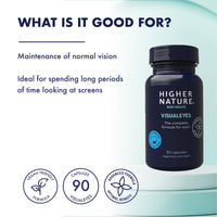 HIGHER NATURE Higher Nature - VisualEyes - Supports Vision - Lutein, Zeaxanthin, Bilberry & Essential Vitamins - 10 Active Ingredients - Vegan - 30 Capsules