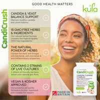 CandiCrush - Candida Cleanse Complex - Herbal Thrush Tablets - Natural Candida Treatment for Women and Men with Probiotic Live Friendly Bacteria for Yeast Infection - 60 Vegan Capsules