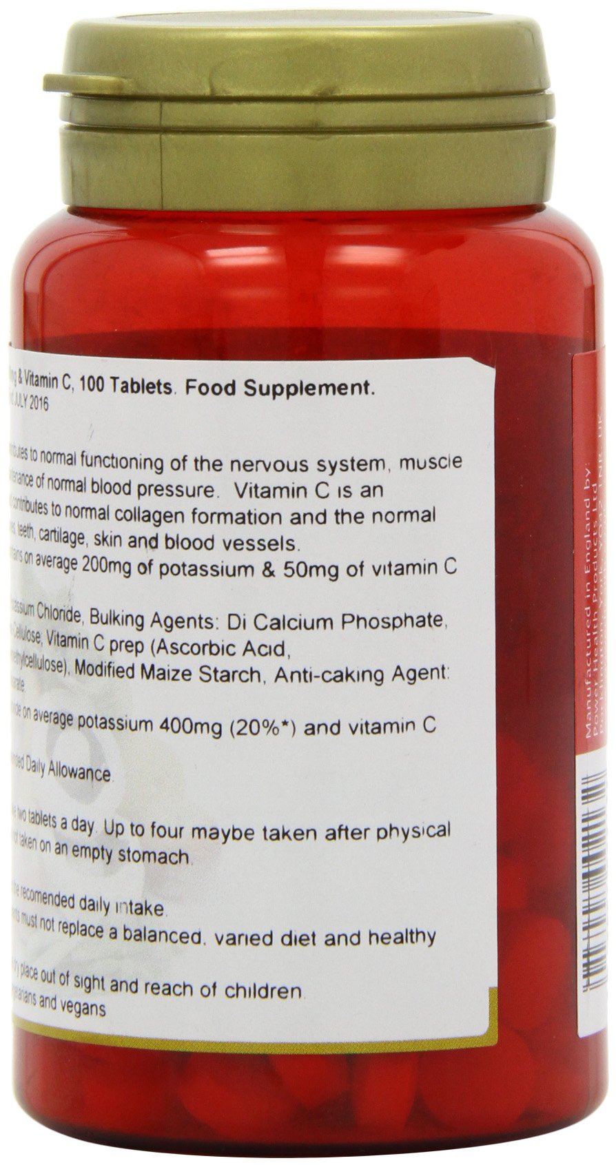POWER HEALTH Power Health 200mg Potassium Plus 50mg Vitamin C Tablets - Pack of 100 Tablets