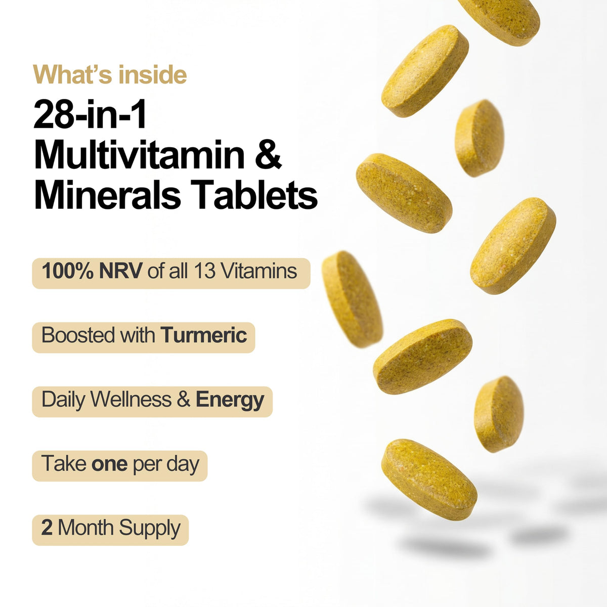 Oxford Origins Award Winning Multivitamins and Minerals Boosted with Turmeric | Made in The UK | Vegan Multivitamin Tablets for Women & Men | 100% NRV Multivitamin with 28 Key Nutrients (180 Count)