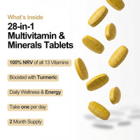Oxford Origins Award Winning Multivitamins and Minerals Boosted with Turmeric | Made in The UK | Vegan Multivitamin Tablets for Women & Men | 100% NRV Multivitamin with 28 Key Nutrients (180 Count)