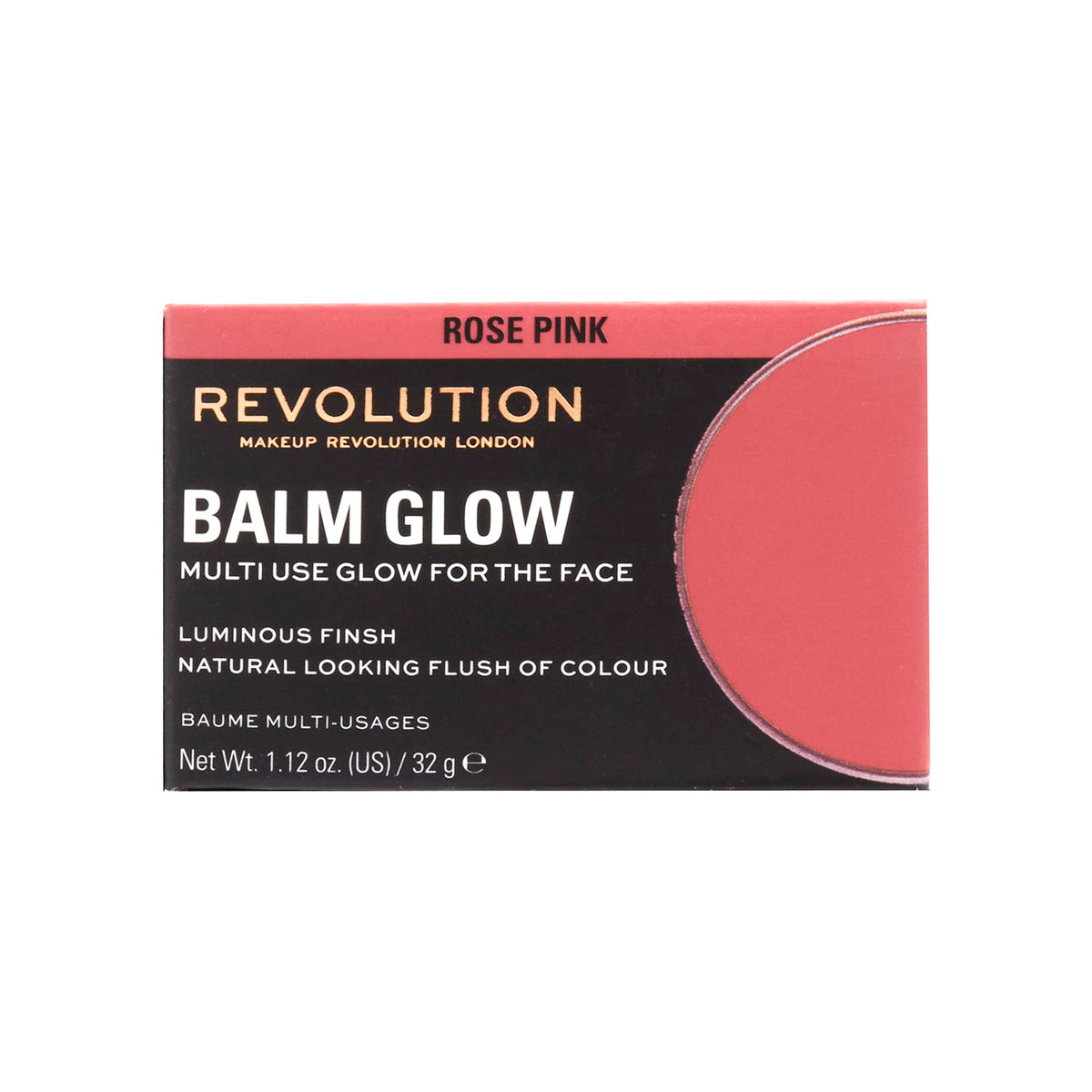 Revolution Beauty London Makeup Revolution London, Balm Glow, Multi-Use Cheek & Lip Balm, Buildable, Dewy Finish, Rose Pink, 32g