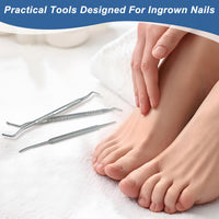QACUU 3PCS Stainless Steel Ingrown Toenail Tool Set – Double Ended Cuticle Set and Metal Nail File for Toenail Care, Podiatrist Preferred Kit for Removing Debris and Cleaning Nail Grooves