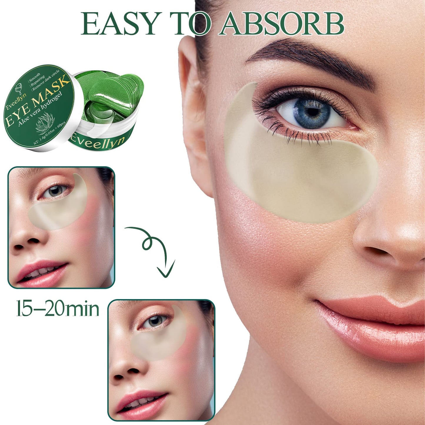 Under Eye Patches, Aloe Vera Eye Masks for Puffy Eyes, Under Eye Masks, Dark Circles Under Eye Treatment Women, Improve Under Eye Bags, Fine Lines and Wrinkles, Eye Masks Skincare, 30 Pairs