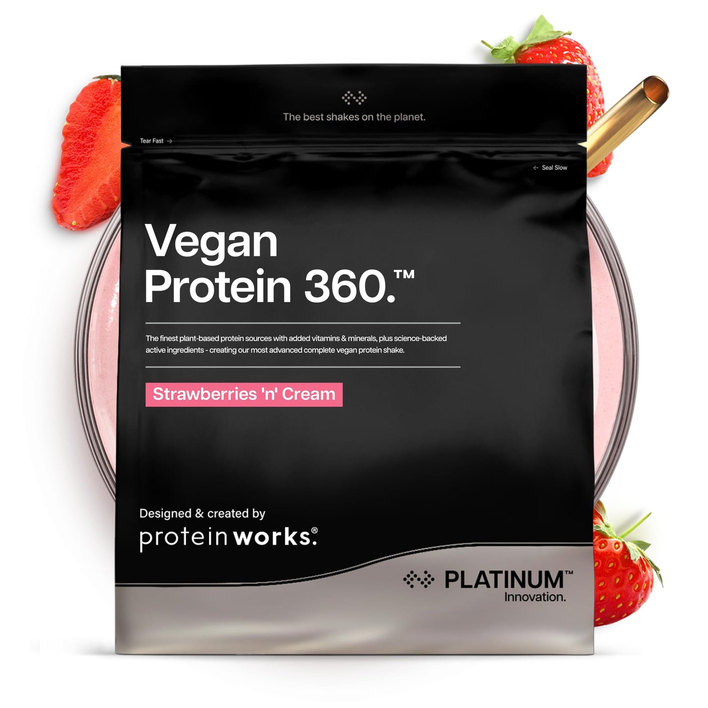 THE PROTEIN WORKS Protein Works | Vegan Protein 360 - Platinum, Strawberries & Cream, 500g