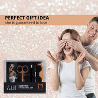 The Brow & Lash Rose Gold Set Eyelash & Eyebrow Tools Kit Includes Tweezers Lash Curler Spoolie Brush and scissors Idol Gift for Women By Majestik+