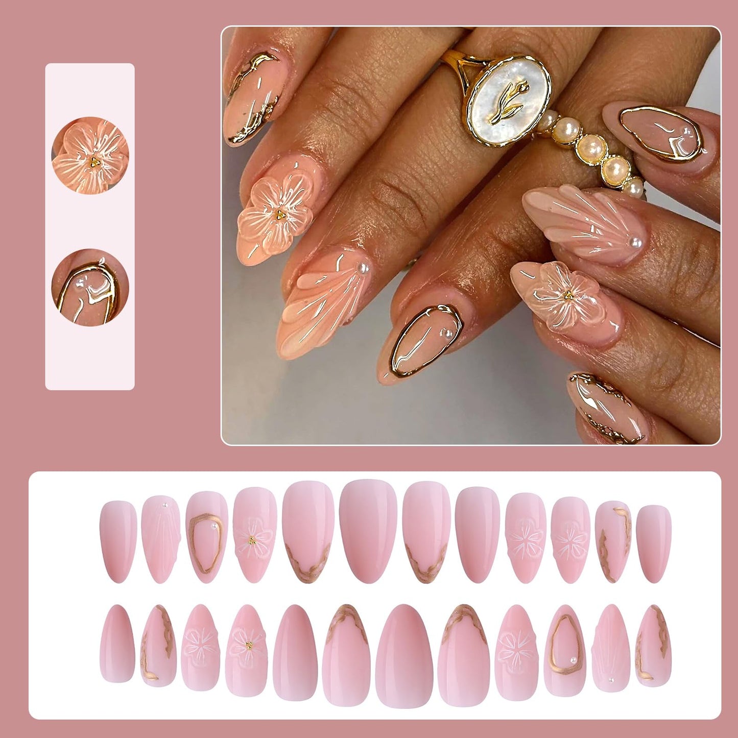Ceboic 24 Pcs Square Short False Nails, French Tips Press on Nails Acrylic Full Cover Fake Nails, Glossy Removable Stick on Nail with Glue Sticker for Women and Girls (Nude Green Border)