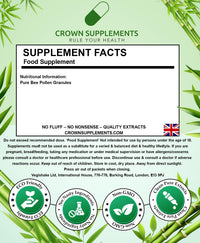 vegishake Pure Bee Pollen Granules Raw |Clean Honey Bee Supplements | Crown Supplements UK (500g)