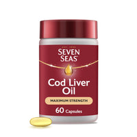 SEVEN SEAS Seven Seas Cod Liver Oil Max Strength Omega-3 Fish Oil and Vitamin D, 60 Capsules, 2 Months Supply
