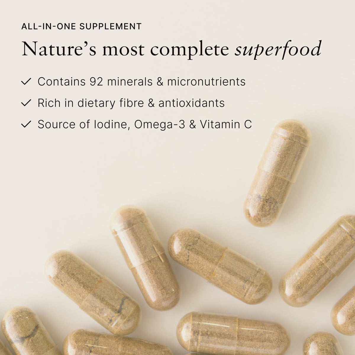 Marine Organics MarineOrganics Organic Sea Moss Capsules - 90 Irish Sea Moss and Bladderwrack Capsules - Iodine Tablets - UK Wild Harvested Seamoss - High Potency