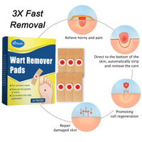 mercham Wart Remover & Verruca Treatment, 24 Pads Corn Remover Pads for Feet, Hands, Gentle & Safe on Skin, Fast & Pain Relief, Wart Treatment Plasters Effective for Kids Adults